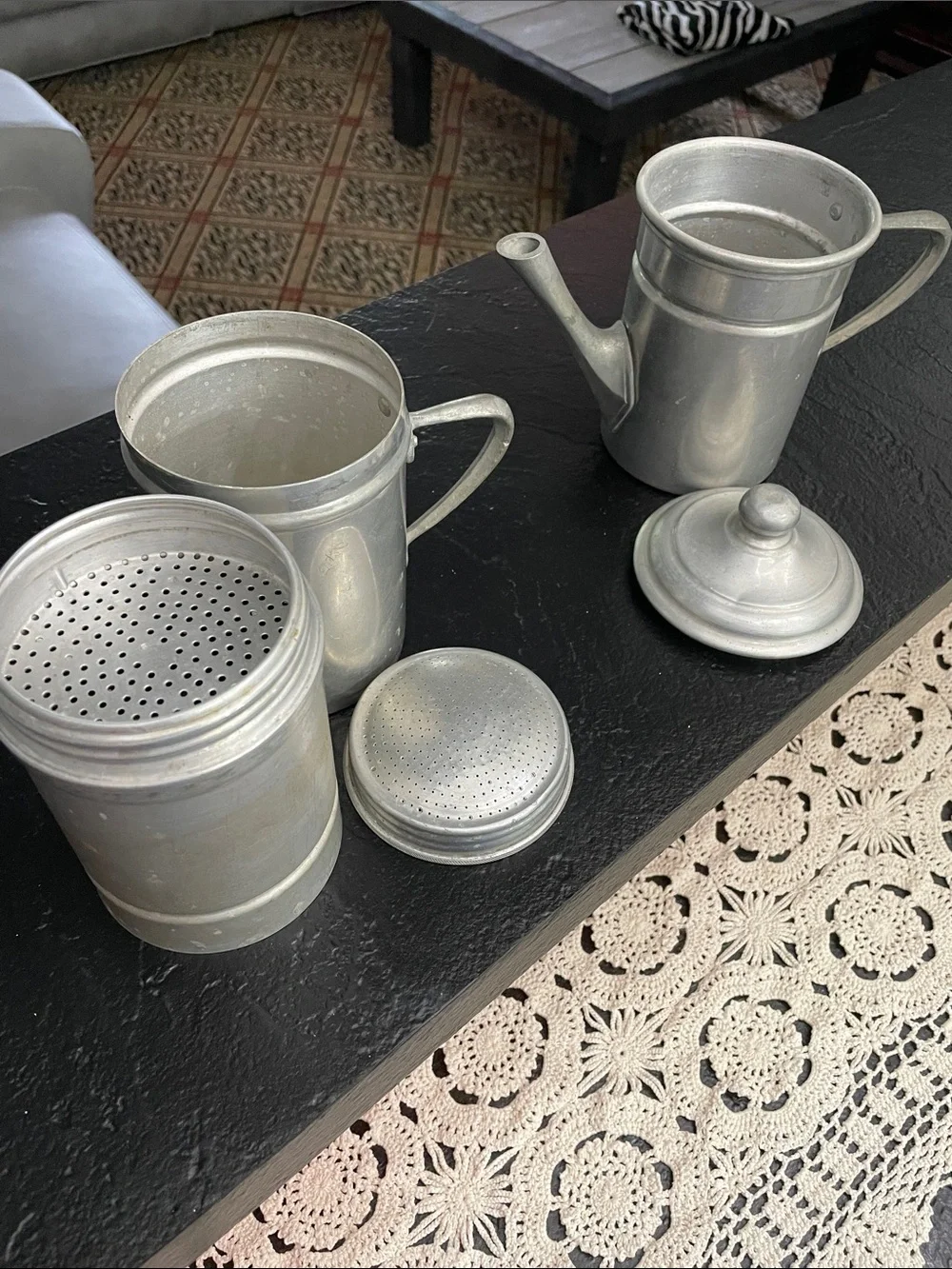 Vintage-Style Metal Coffee Set - Silver/Aluminum GV Made in Italy 2 pc set